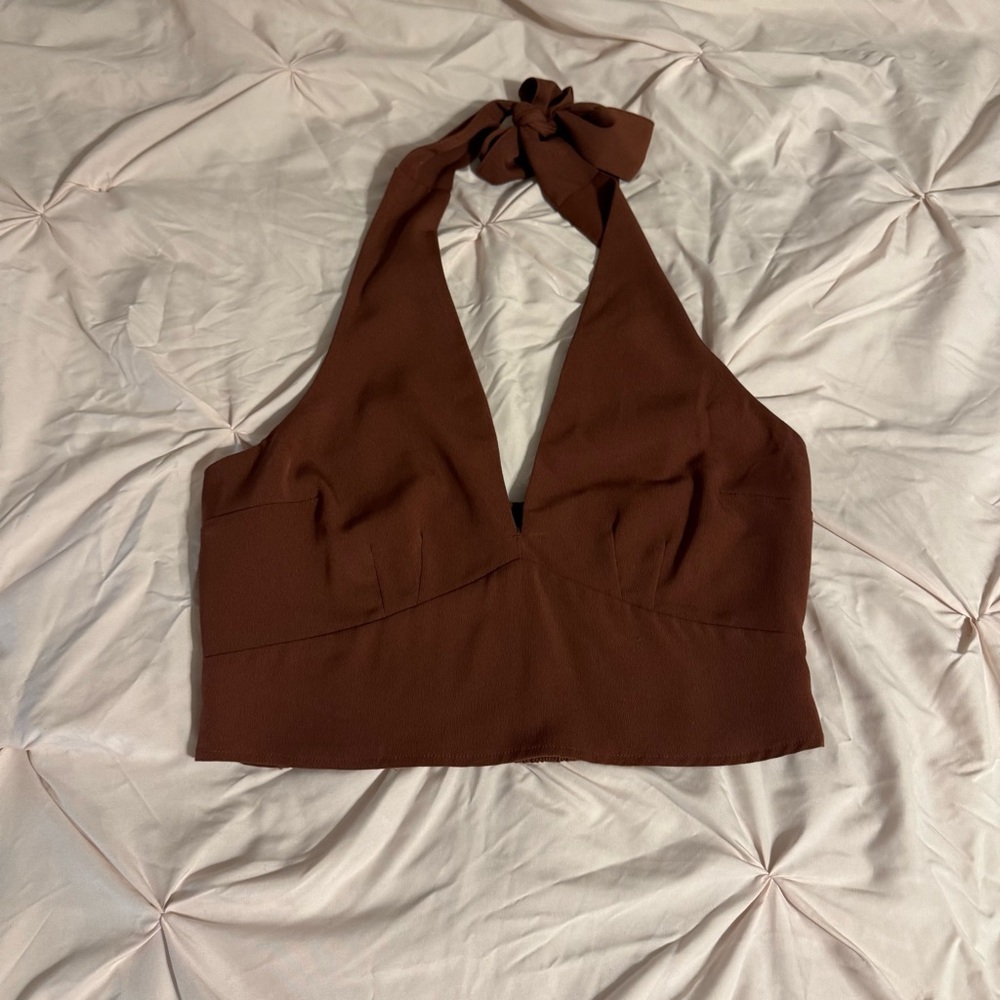 Abercrombie & Fitch Brown Halter Crop Top